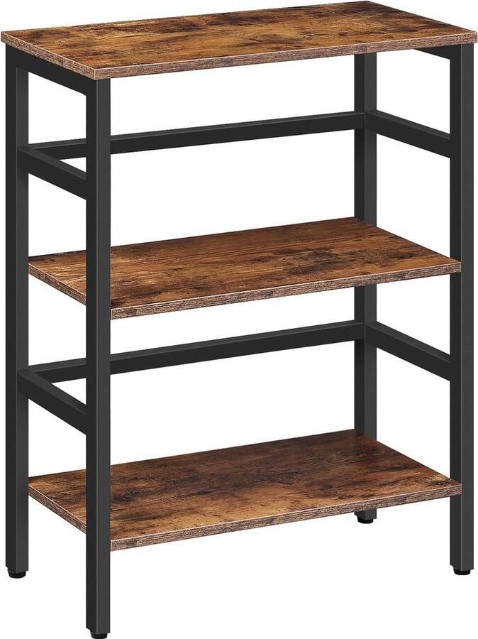 Goodivery Industriële Stijl 3-Lagen Boekenkast met Stabiel Metalen Frame en Kruisontwerp