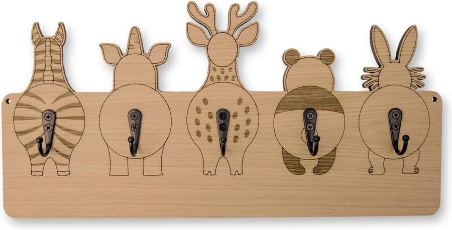 Goodivery Kinder Kapstok Met Speelse Dierenmotieven En Stabiele Metalen Haken Voor Wandmontage