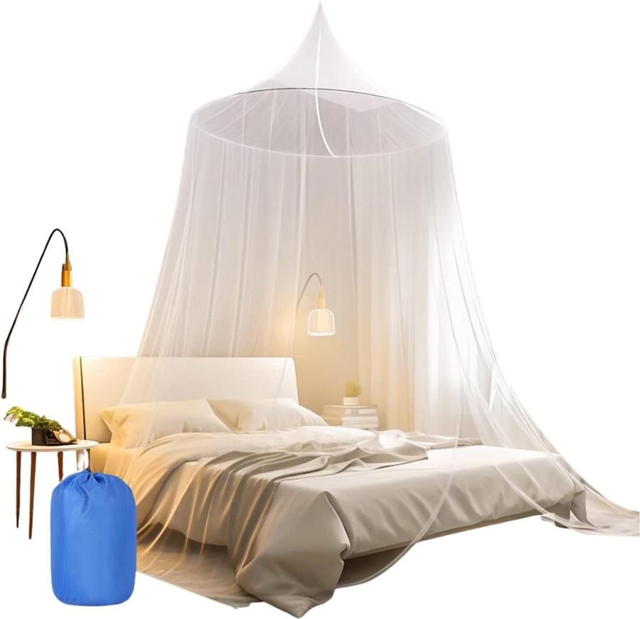 Goodivery Klamboe 2 Persoons Voor Tweepersoonsbed Eenpersoonsbed Groot Muskietennet Reizen Bed Luifel Muskietennet Fijn Gaas Als Bescherming Tegen Muggen Vliegen Net Muskietennetten Voor Reizen En Thuis Binnen Buiten Wit H250xB1200cm