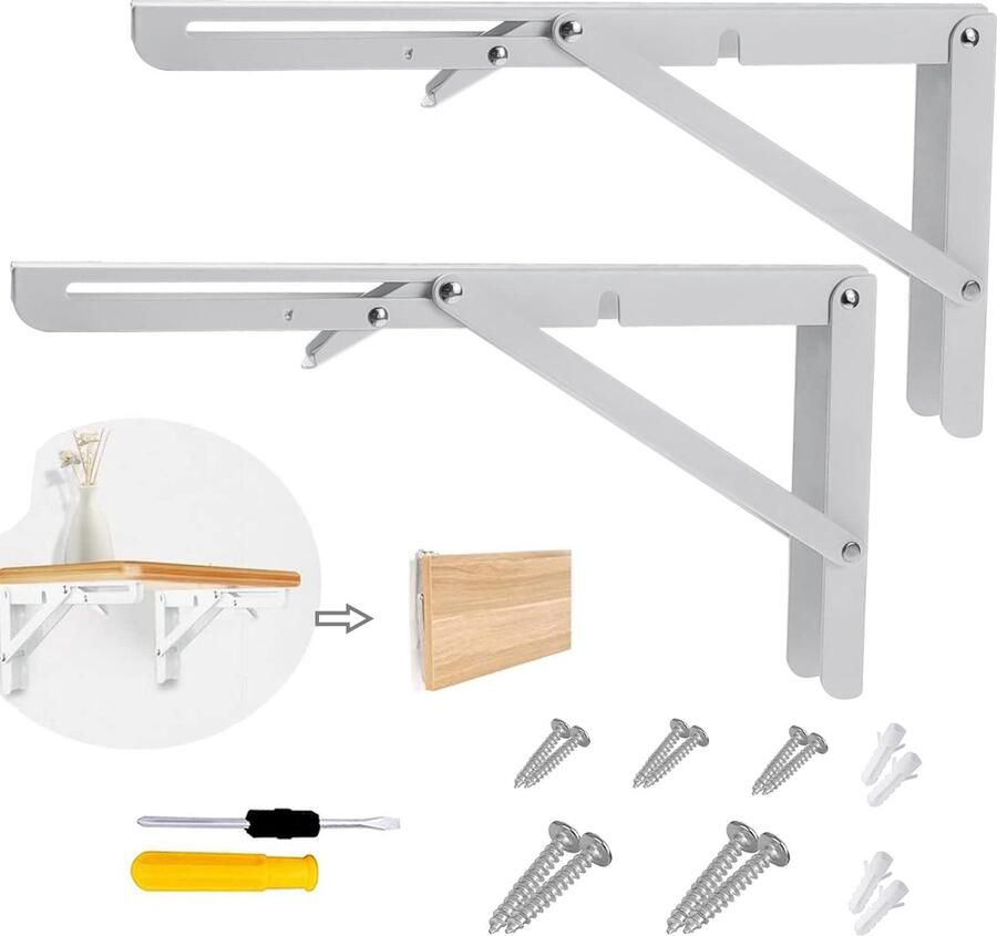 Goodivery Klapbare Steunbeugels voor Zware Belastingen Ideaal voor Tafelbladen en Wandmontage