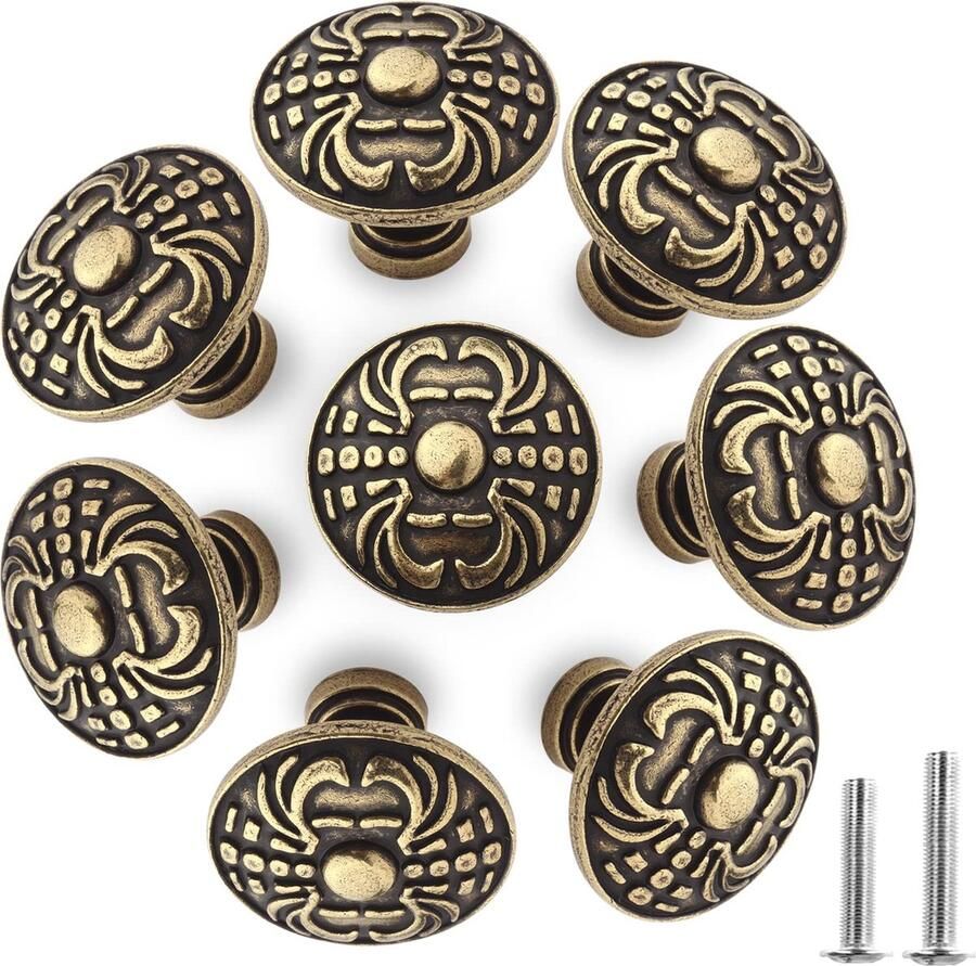 Goodivery Klassieke Bronzen Kast- en Deurknoppen met Vintage Bloemenpatroon voor Meubels