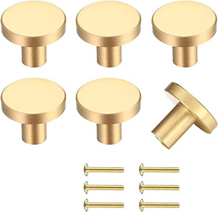 Goodivery Klassieke Goudkleurige Ronde Meubelknoppen Set van 10 met Schroeven voor Toepassingen