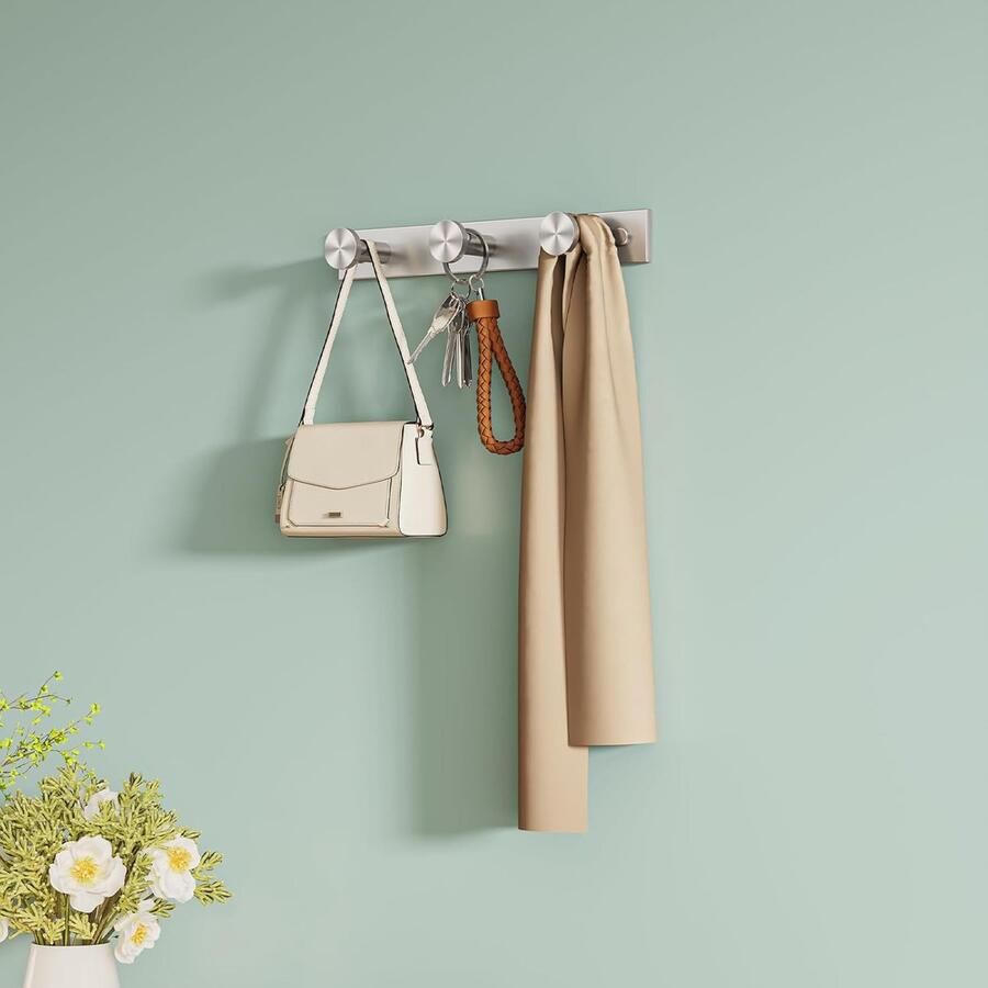 Goodivery Kledinghanger met Drie Haken van Geborsteld Roestvrij Staal voor Ruimtes in Huis