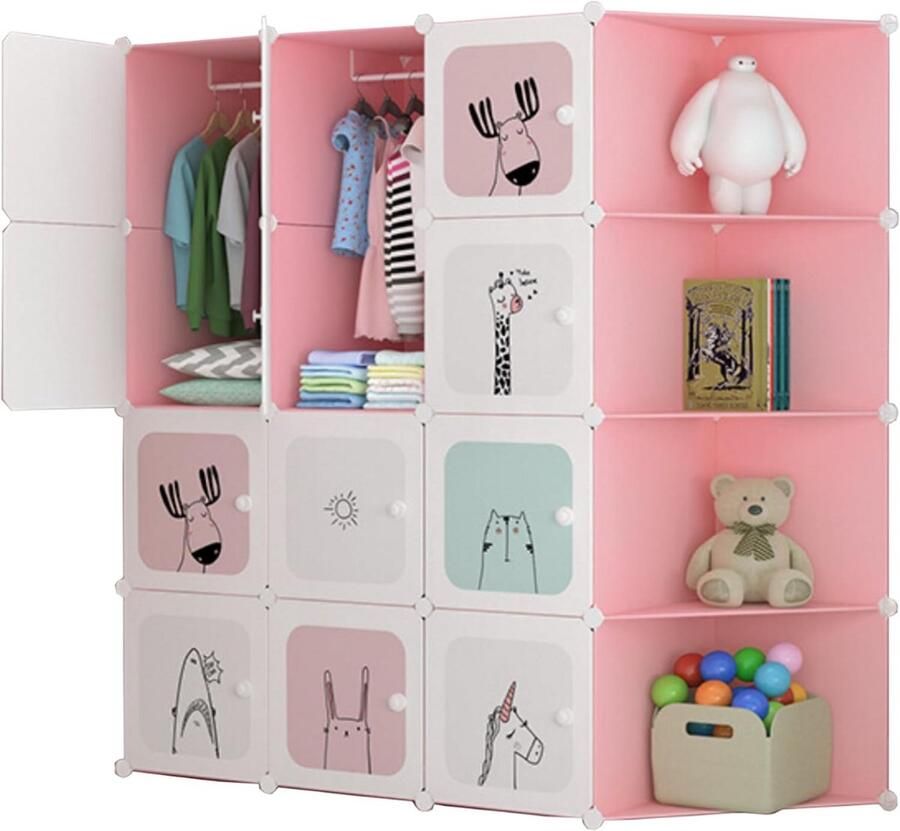 Goodivery Kledingkast Kindergarderobe Modulaire plank Opbergplank voor thuis 16 modules 45 x 140 x 105 cm