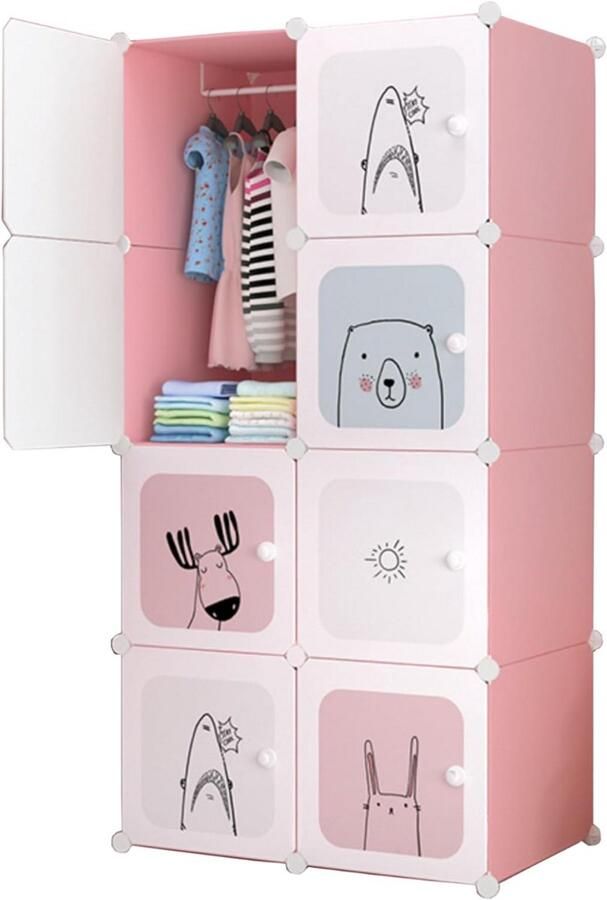 Goodivery Kledingkast Kindergarderobe Modulaire plank Opbergplank voor thuis 8 modules 35 x 140 x 105 cm