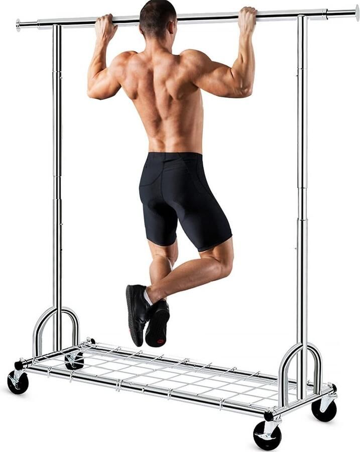 Goodivery Kledingrek met Verstelbare Schappen en Wielen Capaciteit 450 kg Mobiel en Duurzaam