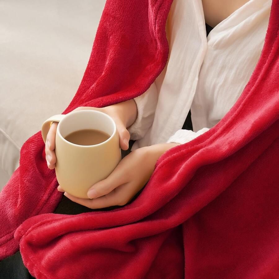 Goodivery Knuffeldeken pluizige deken fleecedeken woondeken bankdeken wollig sprei microvezel sprei bankdeken deken voor bed bank slaapkamer kantoor 130 x 150 cm rood