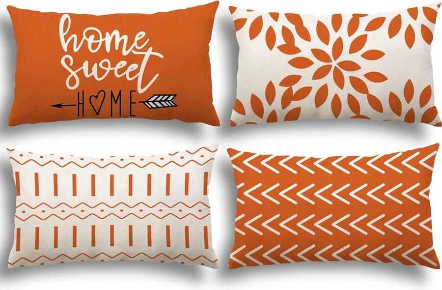 Goodivery Kussenhoezen set van 4 linnen kussenhoezen decoratieve kussenhoezen voor bank tuin bed bankkussen 30 x 50 cm (set van 4)