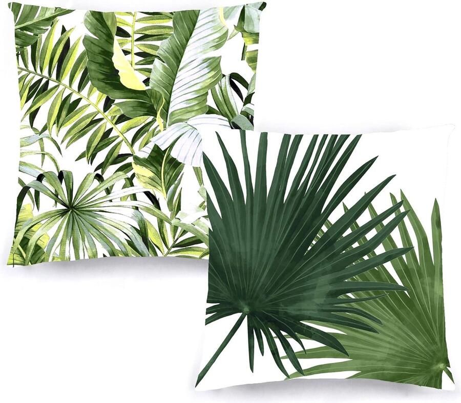 Goodivery Kussenslopen 50 x 50 Decoratieve kussenslopen (set van 2) voor bank bed stoel woonkamer auto. Zeer zacht modern en met onzichtbare ritssluiting (tropische print)