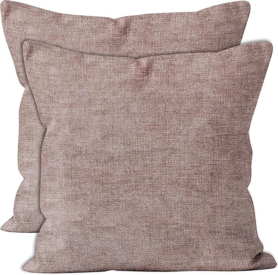 Goodivery kussenslopen set van 2 Dusty Brown 60 x 60 cm gestructureerde effen kleur zacht en glad vierkant accentdecoratiekussen voor bank stoel bed & vloer