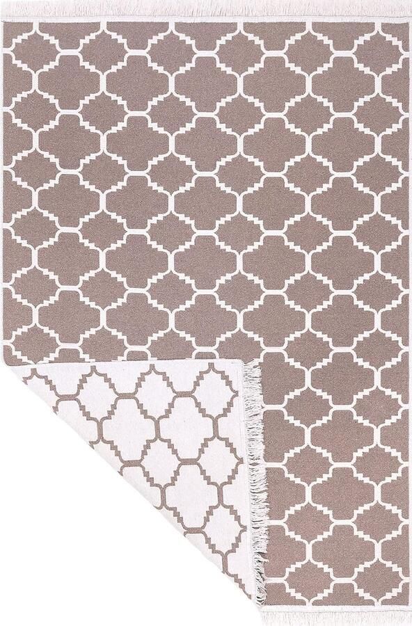 Goodivery laagpolig tapijt boho-kelim tapijt woonkamertapijt slaapkamer en keukentapijt loper hal kinderkamer Morocco-beige-wit afmetingen: 80 x 150 cm