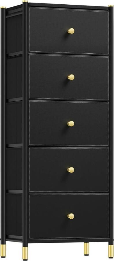 Goodivery Ladekast Ladenkast Ladekasten Lederen opbergladen Laden Dressoir Zwart 45.5 x 30 x 119.5 cm