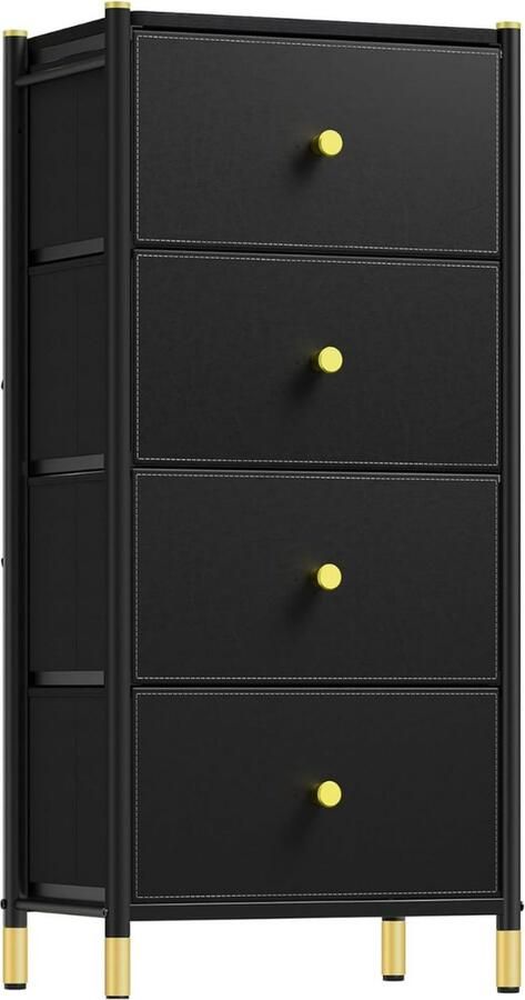 Goodivery Ladekast Ladenkast Ladekasten Opbergladen Laden Dressoir Lederen opslag Zwart 46 x 30 x 98