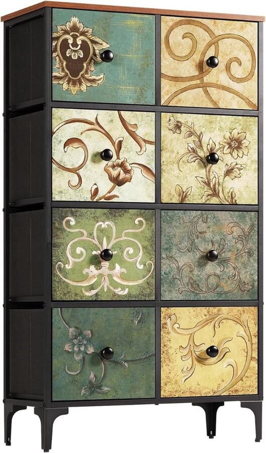 Goodivery Ladekast met 8 stoffen lades TV-meubel met stoffen lades 29.7D x 67.6W x 118.1H 8 Laden