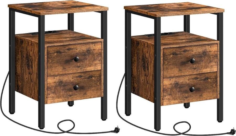 Goodivery Ladekastje ladekasten slaapkamer ladekastje bureau lade kastje ladenkastje op wieltjes 40x40x61cm Donkerbruin ( 2 st)