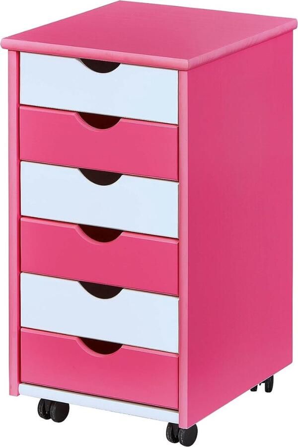 Goodivery Ladekastje ladekasten slaapkamer ladekastje bureau lade kastje ladenkastje op wieltjes -36x40x65cm Roze Wit