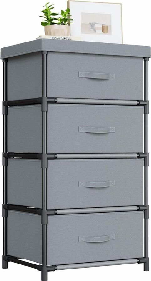 Goodivery ladenkast Opbergkast met 4 laden en stevig stalen frame Laden voor slaapkamer 34D x 44W x 85H cm Grijs