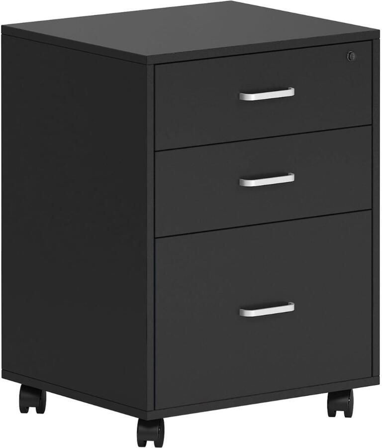 Goodivery Ladenkastje Ladekast Ladekasten Slaapkamer met 3 Laden Kantoormeubel 40x40x30cm Zwart