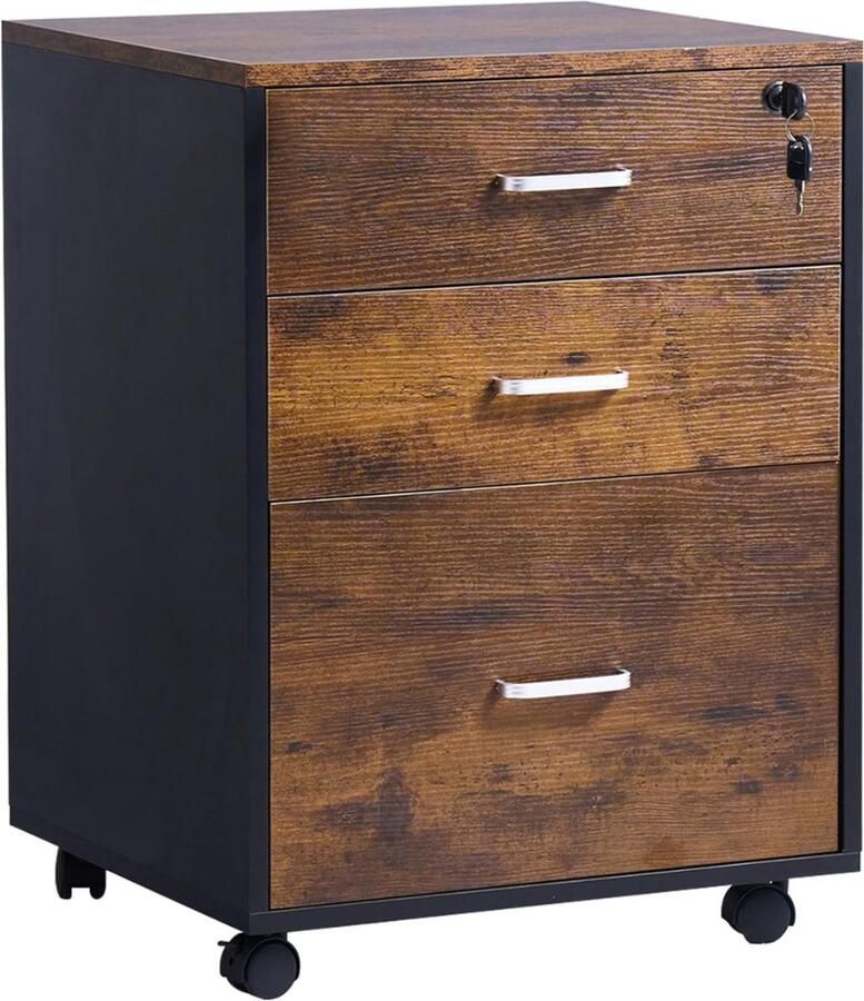 Goodivery Ladenkastje Ladekast Ladekasten Slaapkamer met 3 Laden Kantoormeubel 40x40x30cm Vintage Bruin