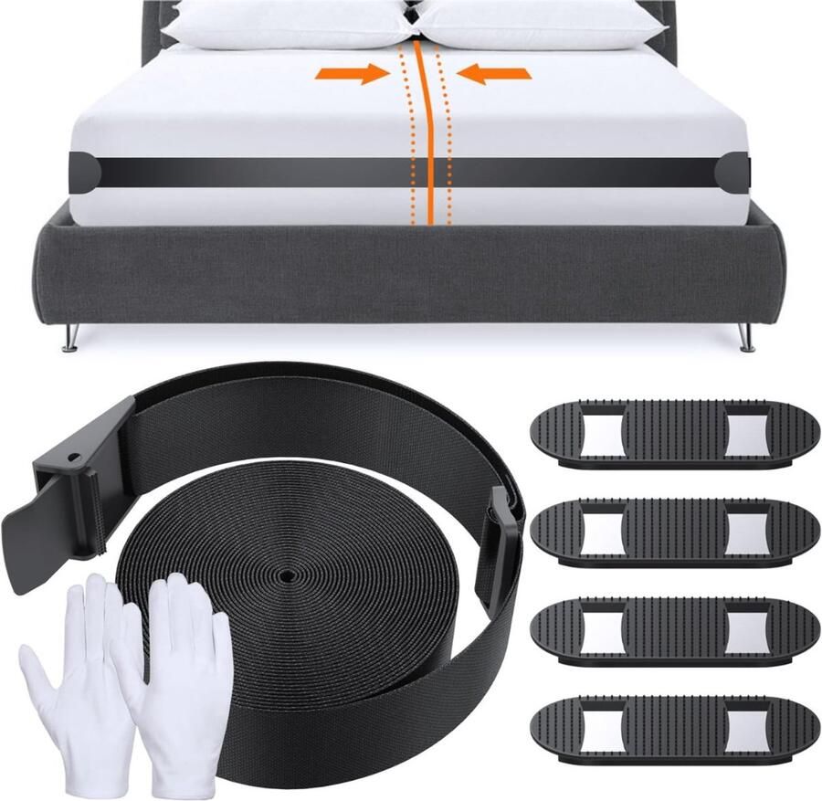 Goodivery Matrasbinder 12 5 M Matrashouder Matrasriem Om Wegglijden Te Voorkomen Variabel Verstelbare Matrashouder Verbindt Twee Matrassen Tot Een Royaal Slaapoppervlak Zwart