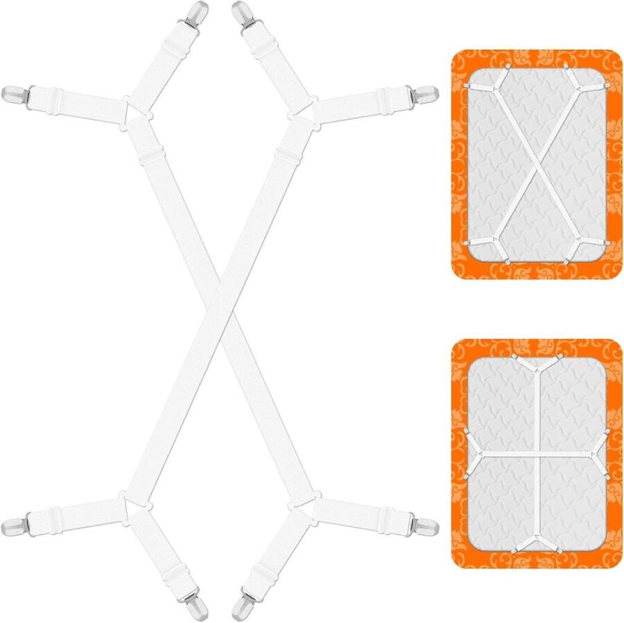 Goodivery Matrasbinder Set Van 2 Verstelbare Elastische Lakensluitbanden Hoeslakenhouders Lakenshouder Met Metalen Clip Voor Kreukvrije Lakens Matrassen