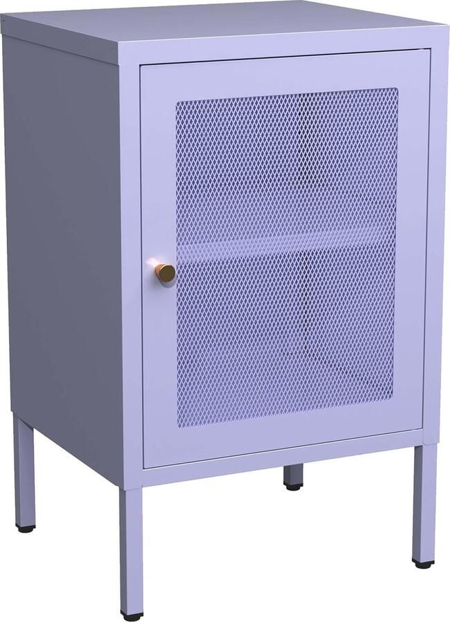 Goodivery Metalen Opslagkast Nachtkastje met Verstelbare Positie in Stijlvolle Paarse Kleur