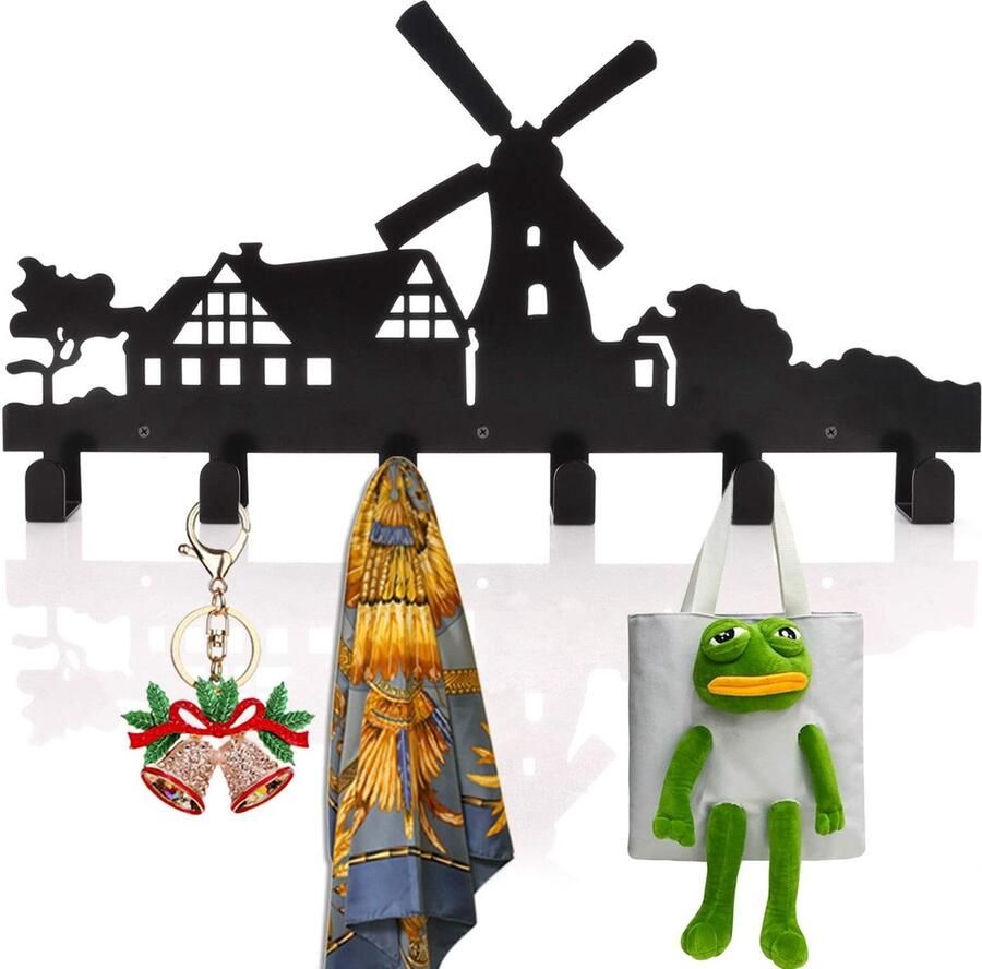 Goodivery metalen wandkapstok met 6 haken haakkapstokhaken decoratieve wandhaken voor woonkamer keuken badkamer opbergruimte voor jassen hoeden badjassen handdoeken sleutels