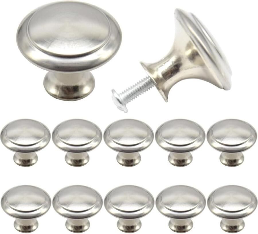 Goodivery Meubelknoppen ronde kastknoppen ladegrepen deurgrepen met schroeven zilver 27 mm 12 stuks