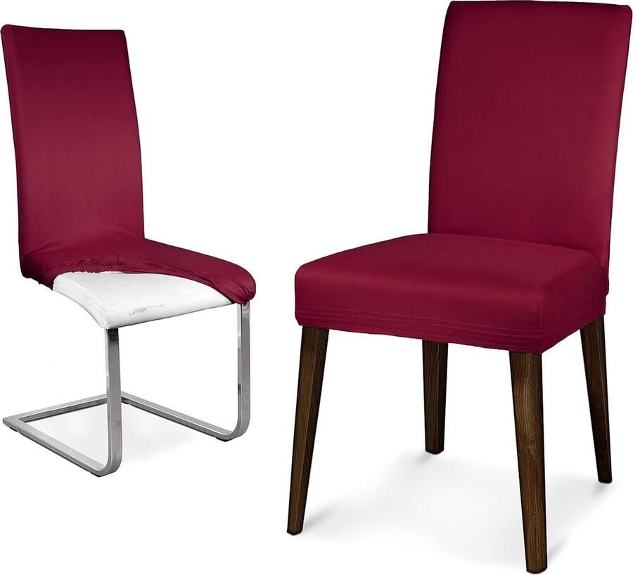 Goodivery Microfiber stoelhoezen sets microvezel stoelhoezen elastische stretch hoezen (set van 8 bordeaux)