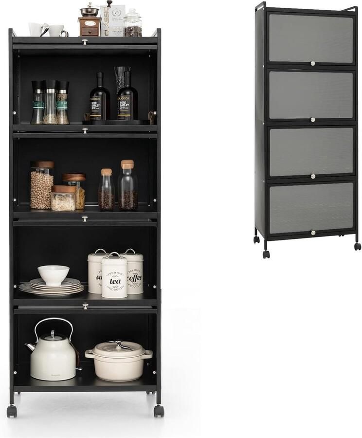 Goodivery Mobiele Keukenopslag Met Vijf Niveaus En Deur Voor Georganiseerde Opslag