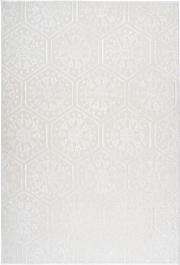 Goodivery Modern 3D Vloerkleed met Bloemenpatroon voor Kamers Wit 200 x 290 cm