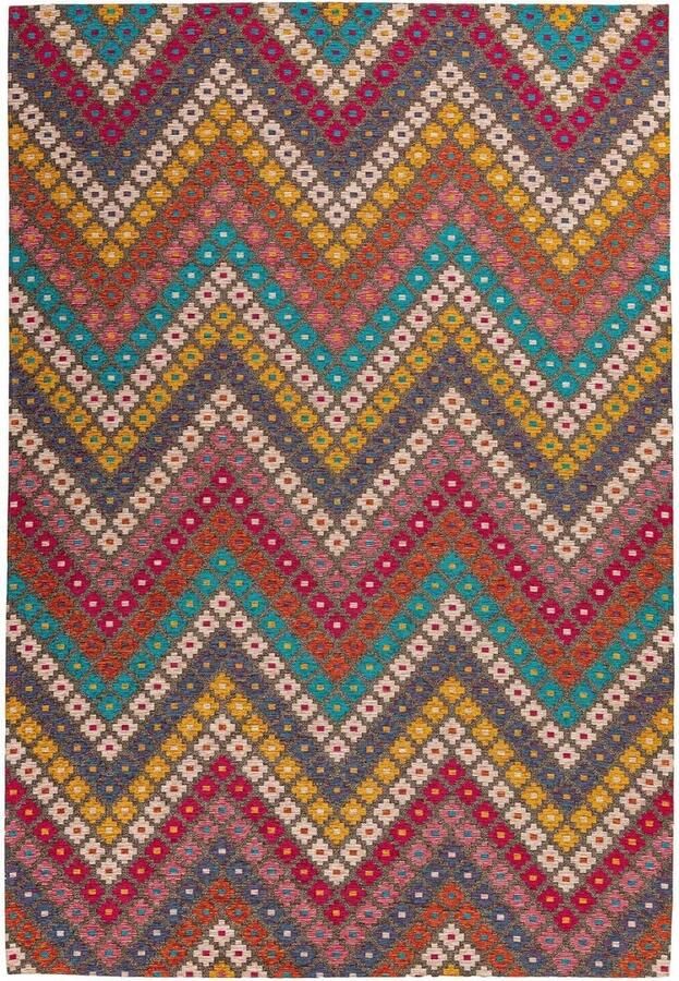 Goodivery Modern Kleurrijk Vloerkleed met Bloemen- en Zigzagpatroon voor Woonkamer Slaapkamer Gang 160x230 cm