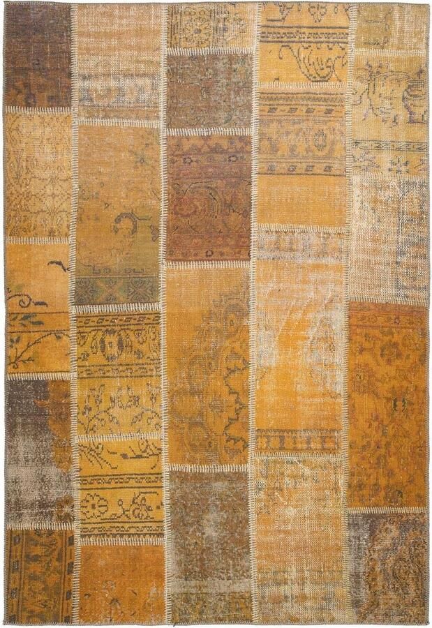 Goodivery Modern Vloerkleed met Patchwork Ruitpatroon voor Woonkamer Eetkamer en Slaapkamer 150 x 230 cm Oranje Bruin Beige