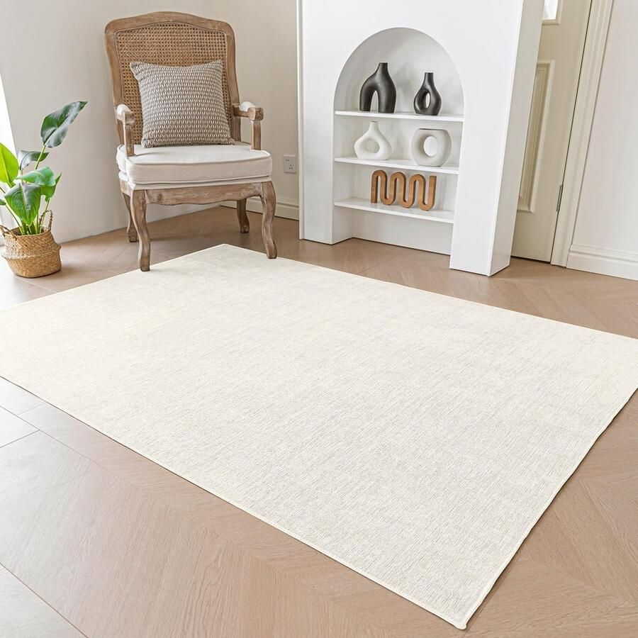 Goodivery Moderne beige tapijten voor de woonkamer wasbaar laagpolig tapijt zachte chenille ruige tapijten voor slaapkamer speelkamer beige 60 x 120 cm