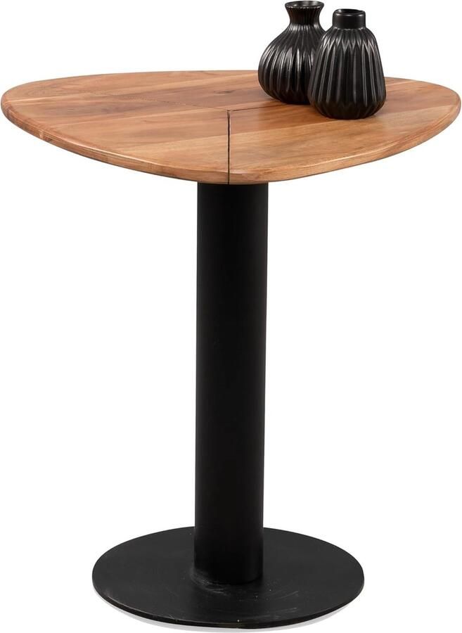 Goodivery Moderne Bijzettafel van Hoogwaardig Acaciahout en Stijlvol Zwart Metaal voor Elk Interieur