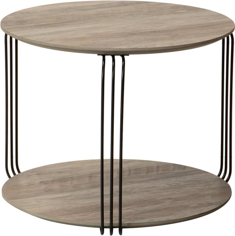 Goodivery Moderne Bijzettafel van Hout en Metaal in Zwart en Bruin voor Stijlvolle Woonruimtes