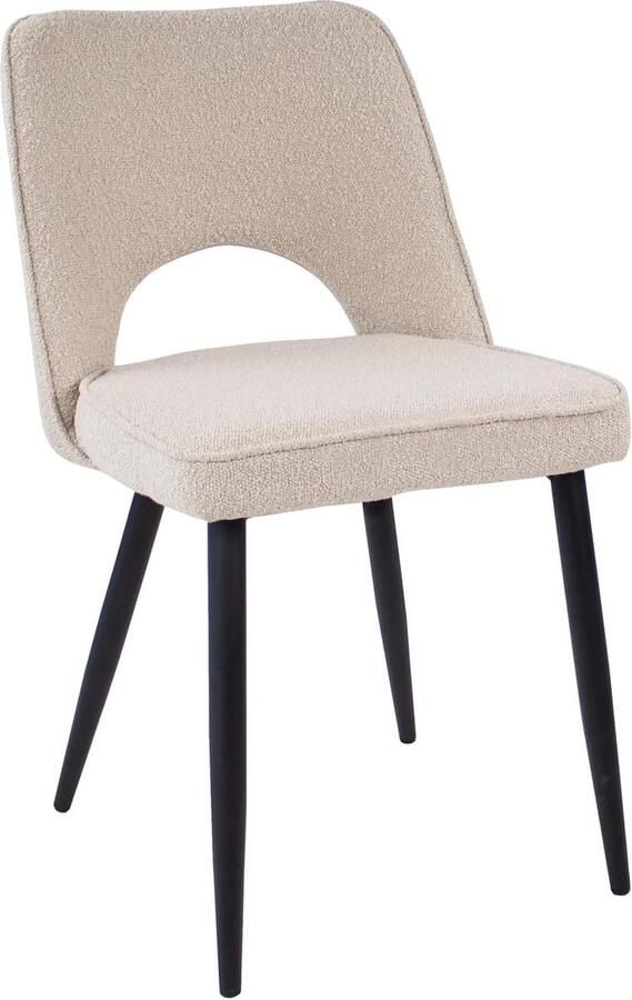 Goodivery Moderne Eetkamerstoel Mare in Beige Bouclé Hoogwaardige Kwaliteit en Meerdere Kleuren Beschikbaar