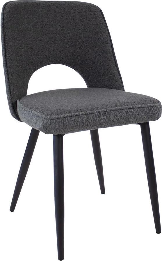 Goodivery Moderne Eetkamerstoel Met Bouclé Stof En Stalen Frame Donkergrijs Meerdere Kleuren