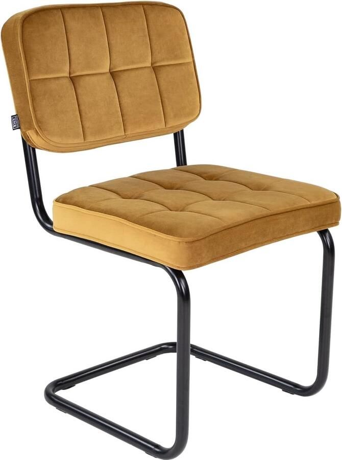 Goodivery Moderne Eetkamerstoel met Fluwelen Bekleding en Gouden Metalen Frame Verschillende Kleuren Beschikbaar