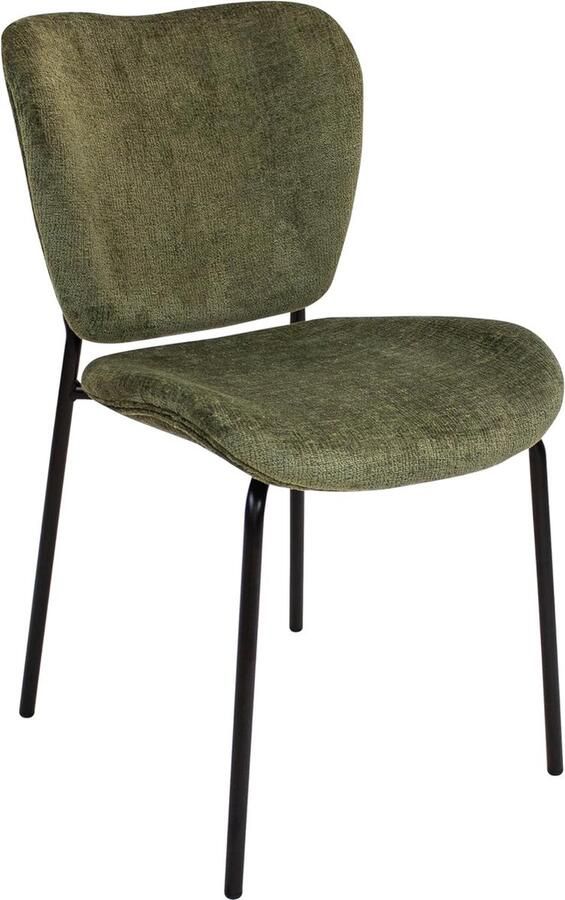 Goodivery Moderne Eetkamerstoel van Chenille Stof met Open Rugleuning Groen