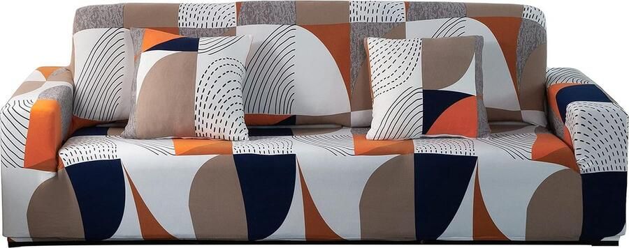 Goodivery Moderne Elastische Bankhoes voor Meerdere Zitsbanken met Kleurrijk Geometrisch Patroon