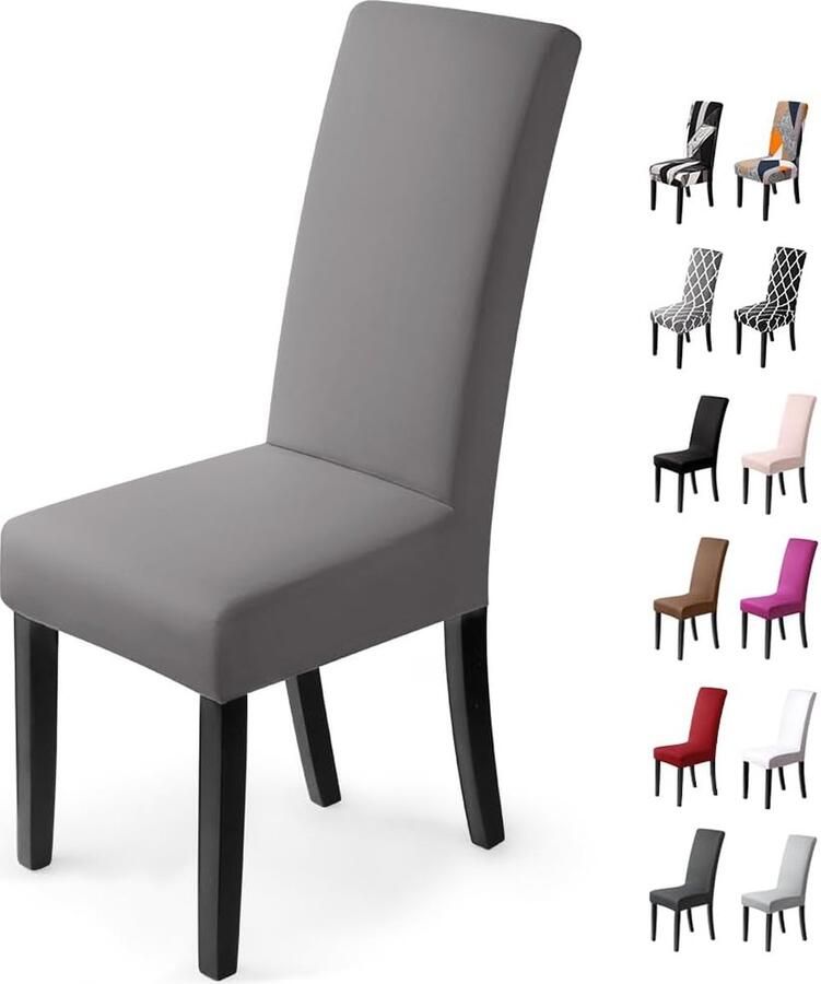 Goodivery Moderne Elastische Stoelhoezen Set van 4 voor Eetkamerstoelen in Grijs