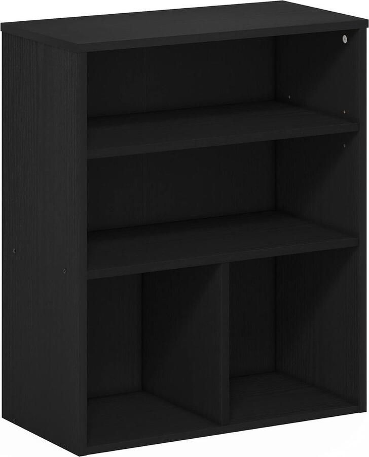 Goodivery Moderne en Functionele Boekenkast met Drie Lagen in Elegante Zwarte Eiken Afwerking