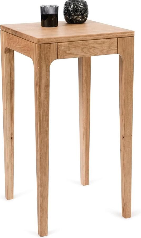 Goodivery Moderne Industriële Bijzettafel met Eikenblad en Zwart Metalen Frame 40x80x40 cm