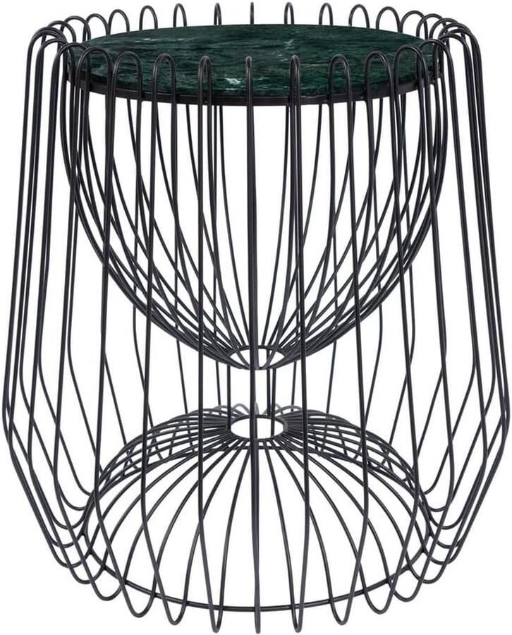 Goodivery Moderne Ronde Bijzettafel met Marmeren Blad en IJzeren Frame voor Binnen en Buiten