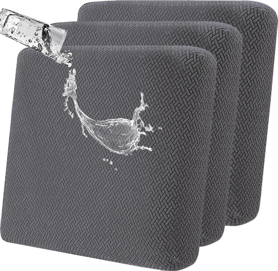 Goodivery Moderne Waterafstotende Stretchbare Kussenhoezen voor Binnen- en Buitenmeubels Set van 3 in Donkergrijs