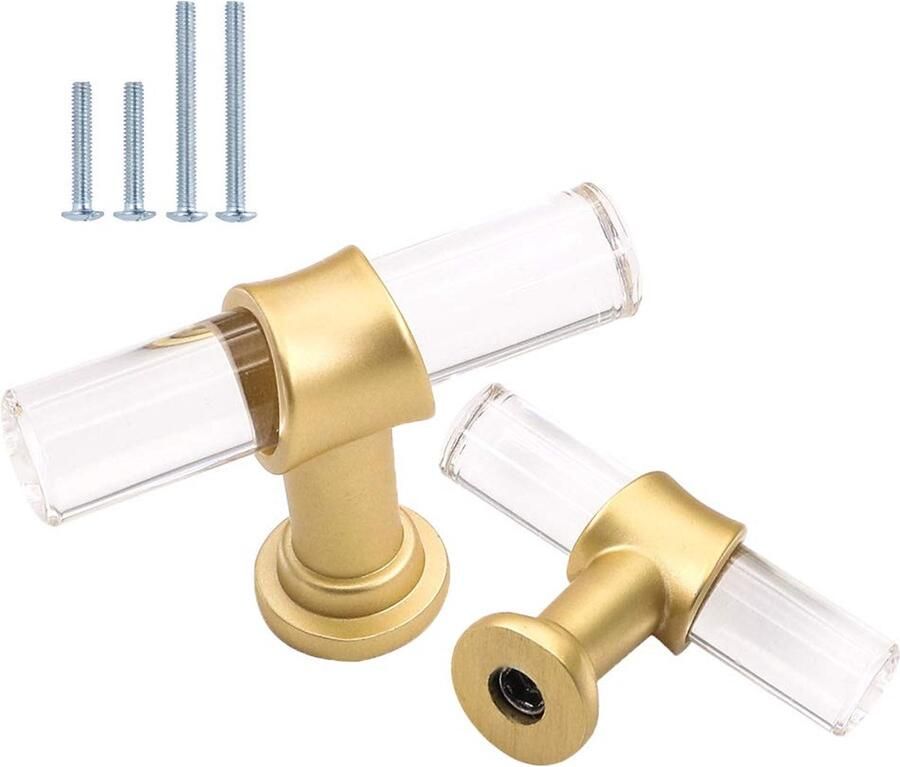 Goodivery Stijlvolle Set van 5 Moderne Gouden Meubelknoppen met Acryl Accenten voor Elegant Interieurontwerp
