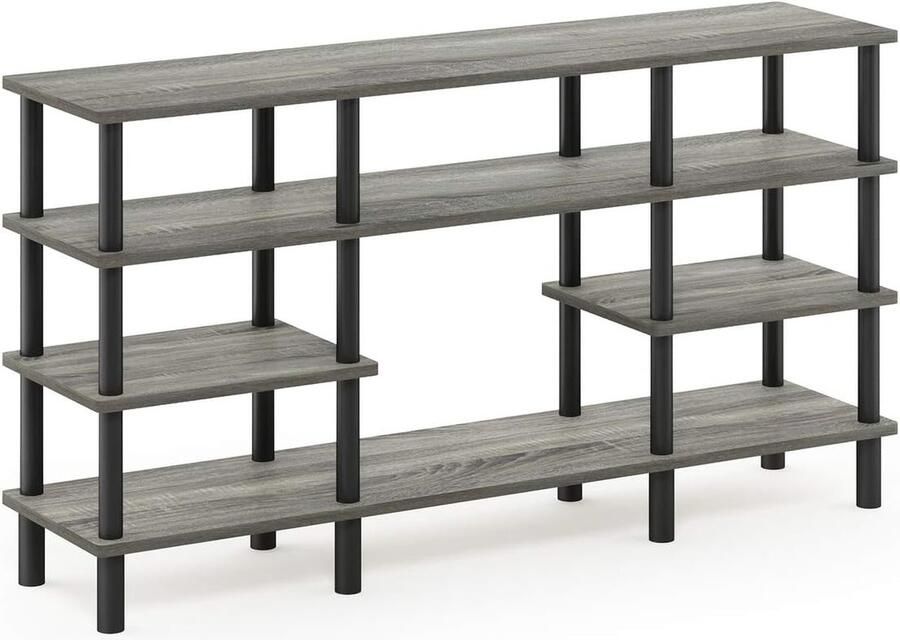 Goodivery Multifunctioneel 4-laags TV-rek voor Moderne Interieurs 29.49 x 119.9 x 64.8 cm Grijs Zwart