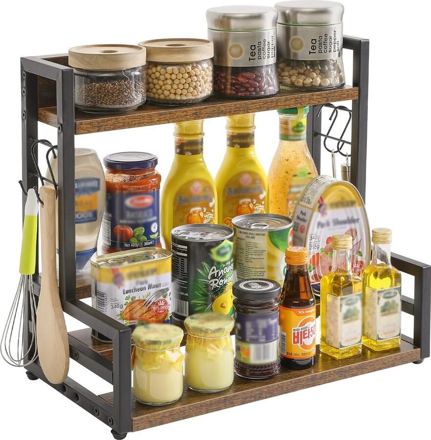 Goodivery Multifunctioneel Keukenrek met Verstelbare Planken en Haken voor Opbergmogelijkheden