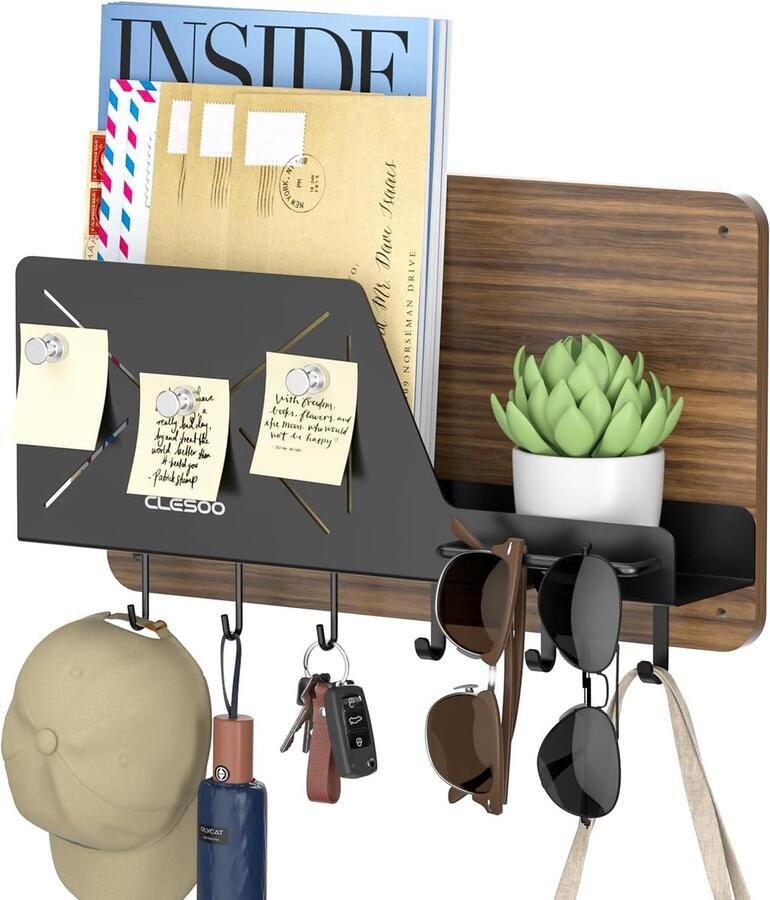 Goodivery Multifunctioneel Wandrek met Sleutelhaken Plank en Telefoonhouder voor Gang of Entree